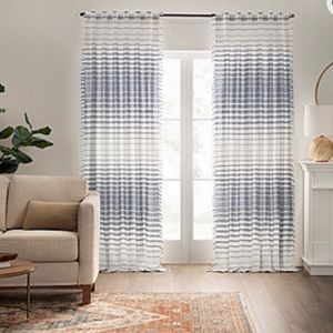 Mercantile Amari Decorative Window Single Panel 50in x 95in Blue & White NEW